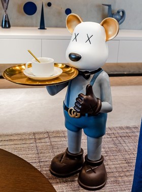 创意熊落地板房间装饰品托大型摆件客厅收纳样盘乔迁新居新品