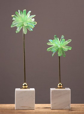 欧式创意轻奢天然水晶花摆件家居小摆件客厅玄关电视柜饰品工艺品