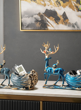 创意入户玄关轻奢鹿钥匙收纳摆件客厅鞋柜家居装饰品乔迁新居礼品