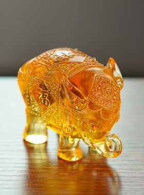 古法琉璃吉祥象家居客厅办公室桌面摆件吉象装饰礼品乔迁开业送礼