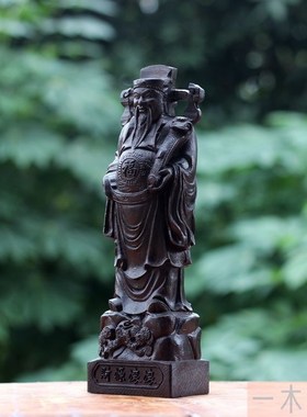 越南沉香实木雕财神爷佛像雕刻中式家用桌面摆件店铺办公室工艺品