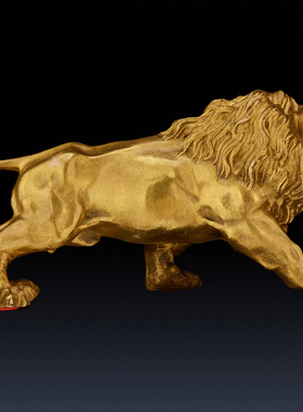 铜狮子摆件 纯铜狮一对家居饰品 家用客厅玄关办公室桌面开业礼品