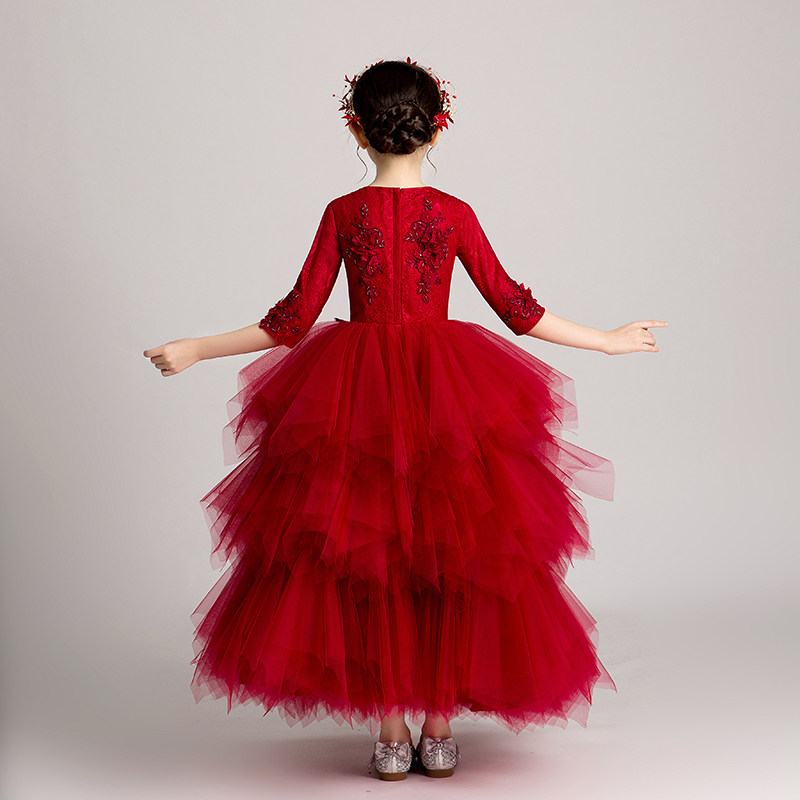 红色公主裙女童蓬蓬纱生日走秀小女孩花童婚纱礼服儿童演出服夏季,淘宝优惠券,粉丝福利购,淘宝优惠卷