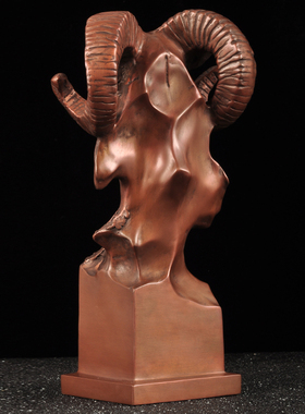 紫铜羊首摆件铜兽首生肖羊摆件创意工艺礼品摆饰家居客厅装饰品乔