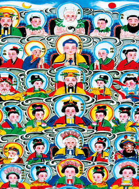 三尺三天地全神全佛图挂画全堂佛天地三界君亲师农村堂屋丝绸卷轴