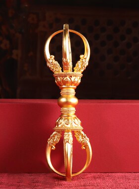 五股金刚杵纯铜九股鎏金刚镢普巴杵藏传密宗佛前用品