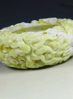 威弗列德蓝田玉摆件祥龙玉缸鱼缸聚宝盆玉雕招财进宝玉器摆件