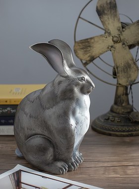 大兔子摆件家居饰品铜工艺品雕塑卡通桌面客厅玄关电视柜新年礼品