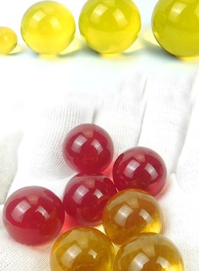 黄红水晶球转运球装饰摆件家居办公中式玄关摆件安忍水制作材料