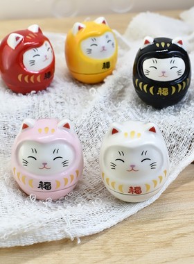 精品可爱招财猫日式创意礼品陶瓷猫摆件招财猫不倒翁房间装饰礼物