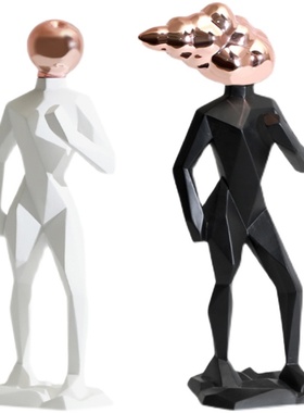 样板房间人物摆件售楼处客厅创意北欧艺术仿石膏玄关复古人像雕塑