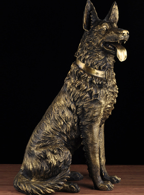 大号纯铜落地狗犬摆件招财客厅董事长办公室狼狗装饰品生肖工艺品