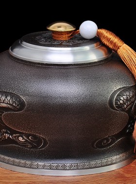 龙行天下廖达锡茶叶罐锡罐纯锡制茶罐密封罐防潮精品礼盒定制礼品