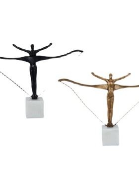 售楼处酒店大堂大理石摆件玄关样板房间桌面抽象人物雕塑装饰摆台