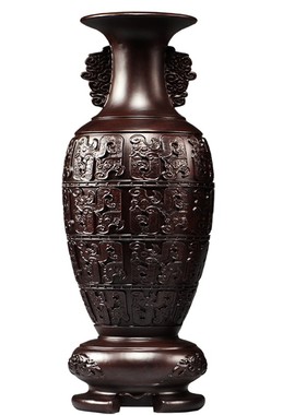 黑檀木雕刻花瓶摆件家居客厅电视柜新中式花瓶装饰工艺品乔迁送礼