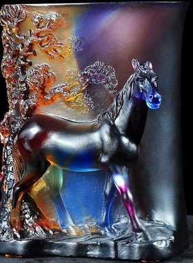 琉璃马到成功马笔筒摆件教师节送恩师礼物办公室摆放公司颁奖奖品