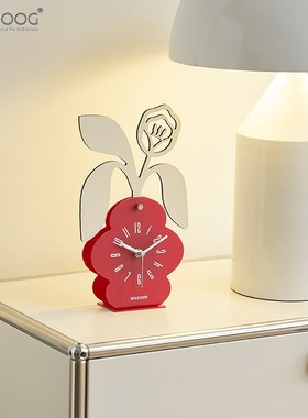 EMITDOOG北欧轻奢创意玫瑰座钟桌面台钟玄关卧室时钟网红装饰摆件