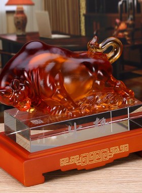 琉璃新款全锦招财牛摆件办公室桌面店铺开业工艺品酒店送老板礼品