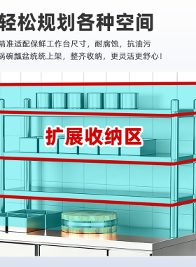 带置物架冷藏工作台冰柜商用平冷柜厨房卧式冷冻冰箱操作台双温