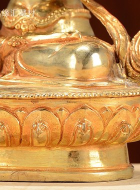 藏村7寸四臂观音铜鎏金彩绘铜像佛台家居桌面摆件观音菩萨铜像