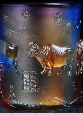 琉璃笔筒摆件桌面摆件创意时尚书房办公室工艺品教师节送老师礼品