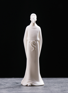创意白瓷手工艺品陶瓷诗仙李白古代诗人禅意书房客厅玄关家居摆件