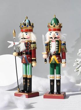 30CM胡桃夹子木偶锡兵士兵木头人复古款圣诞节小摆件手工装饰送礼