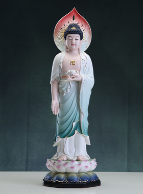 陶瓷西方三圣佛像家用供奉大势至观音菩萨像南海观世音的佛像摆件