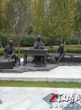 纺织雕塑玻璃钢织夏布场景铜雕铸铜民俗人物雕塑公园广场景区景观