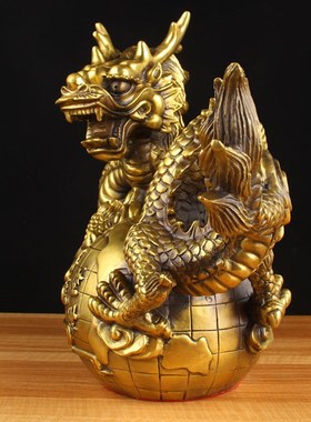 铜盛世祥龙摆件铜龙铜摆件五爪生肖工艺品办公室家居装饰品青龙