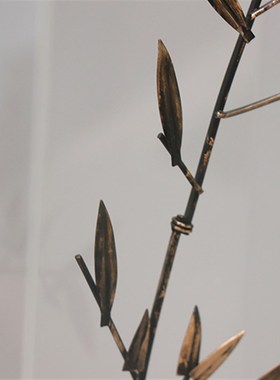 新中式创意亚克力罩竹子摆件售楼处迎宾接待大厅客厅玄关软装饰品