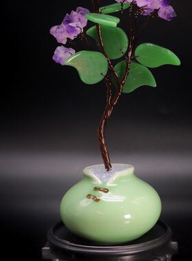 紫水晶摇钱树家居客厅创意装饰酒柜玄关桌面闺蜜生日伴手礼物摆件