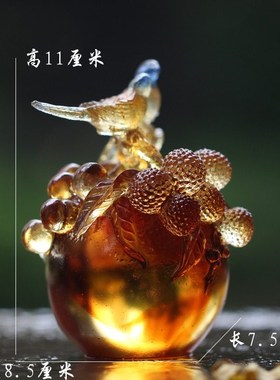 喜连高升琉璃喜鹊柿子摆件居家客厅装饰柜前台桌面摆放乔迁送礼