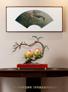 福寿双寿桃摆件铜工艺品送爷爷奶奶长辈生日祝寿贺寿礼物客厅装饰