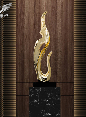 酒店抽象雕塑摆件艺术装饰品电镀玄关摆饰样板房客厅大厅创意摆设