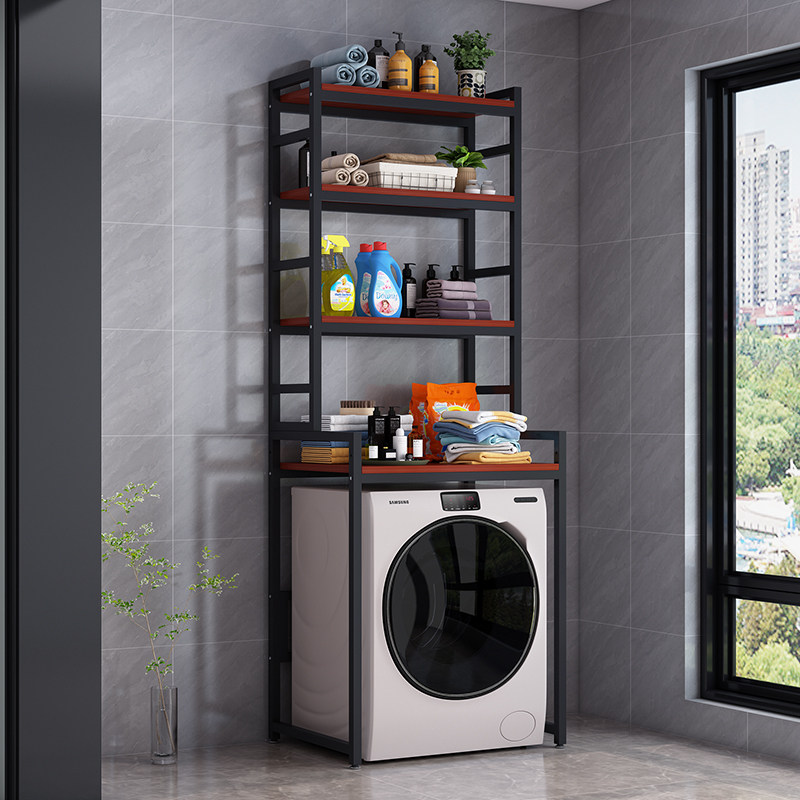 洗衣机上方置物架阳台滚筒全自动波轮储物带柜门卫生间落地马桶架 - 图2