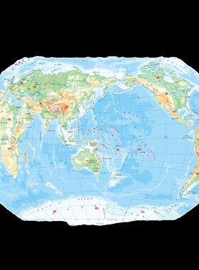 世界地形图地理知识海报地势地貌全图客厅办公室贴画教室文化墙