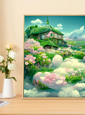 宫崎骏的梦幻世界丙烯DIY数字油画填充画画手工填色丙烯治愈挂画