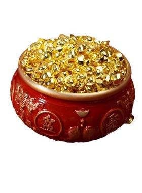 黄铜聚宝盆八福水缸摆件米缸招财存钱罐风水摆设客厅装饰品送礼
