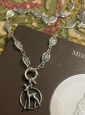 19世纪通体925银法银链手链项链绸缎花纹立体手工编织质感工艺绝