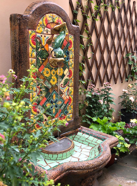 美式 欧式庭院户外陶瓷喷泉花园流水摆件室外景观装饰家居饰品