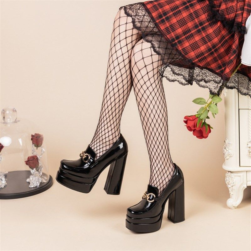 超高跟大码漆皮粗跟深口厚底单鞋方头高跟防水台模特旗袍走秀皮鞋,淘宝优惠券,粉丝福利购,淘宝优惠卷