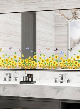 玻璃镜子贴纸装饰镜面花边卫生间贴画窗贴L窗户贴防水温馨墙贴自