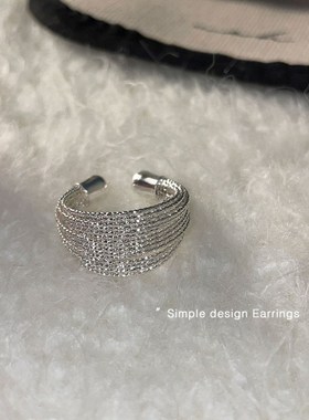 戒指女小众设计感冷淡风复古夸张2024年新款潮银色多层食指戒指环