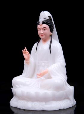 观音菩萨佛像汉白玉车载中控太小摆件坐莲南海观世音汽车装饰家用