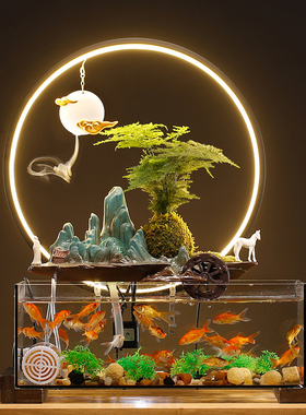 招财流水摆件鱼缸循环水假山喷泉客厅办公室桌面乔迁生财开业礼品