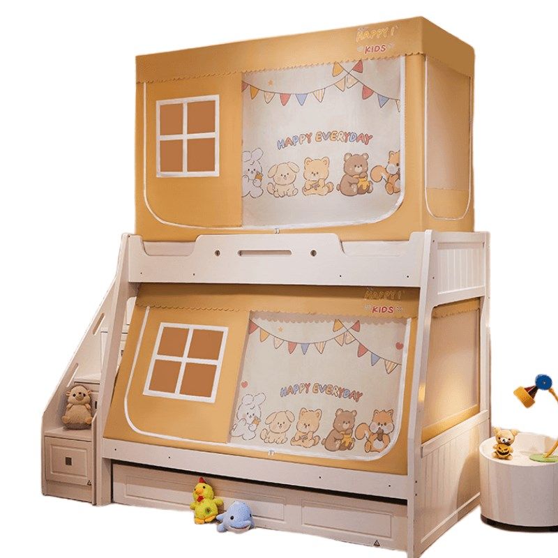 子母床蚊帐遮光布床帘1.2m1.5米1.35儿童上下铺双层高低床直梯形,淘宝优惠券,粉丝福利购,淘宝优惠卷