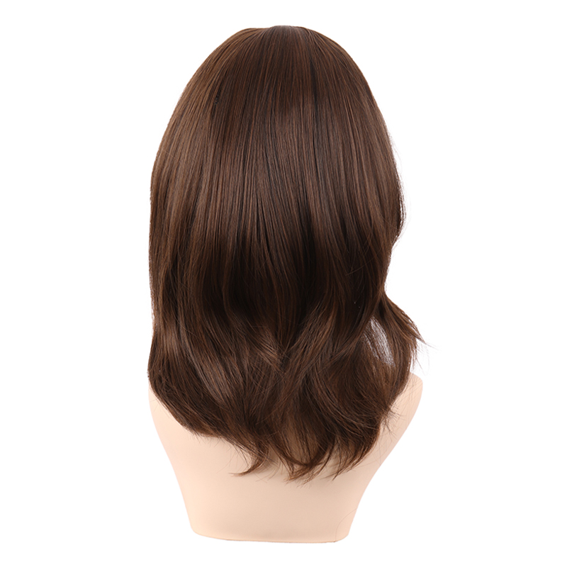 潼漫 cos假发女中长发动漫齐斜刘海梨花头高温丝直发浅棕色全头套 - 图2