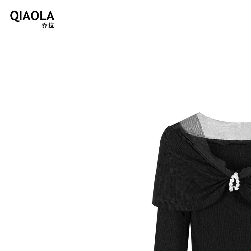 乔拉浪漫书签 轻奢高级感时尚弹力网纱针织小露肩上衣+半裙套装女,淘宝优惠券,粉丝福利购,淘宝优惠卷