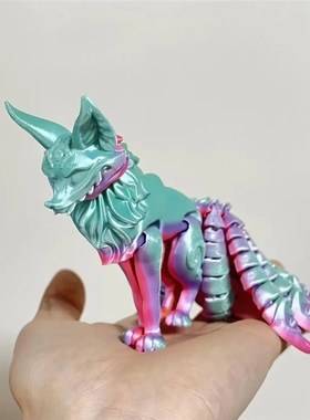 3D打印九尾狐多关节可动手办装饰桌面摆件办公室客厅模型玩具